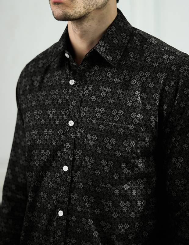 Midnight Flora Cotton Shirt